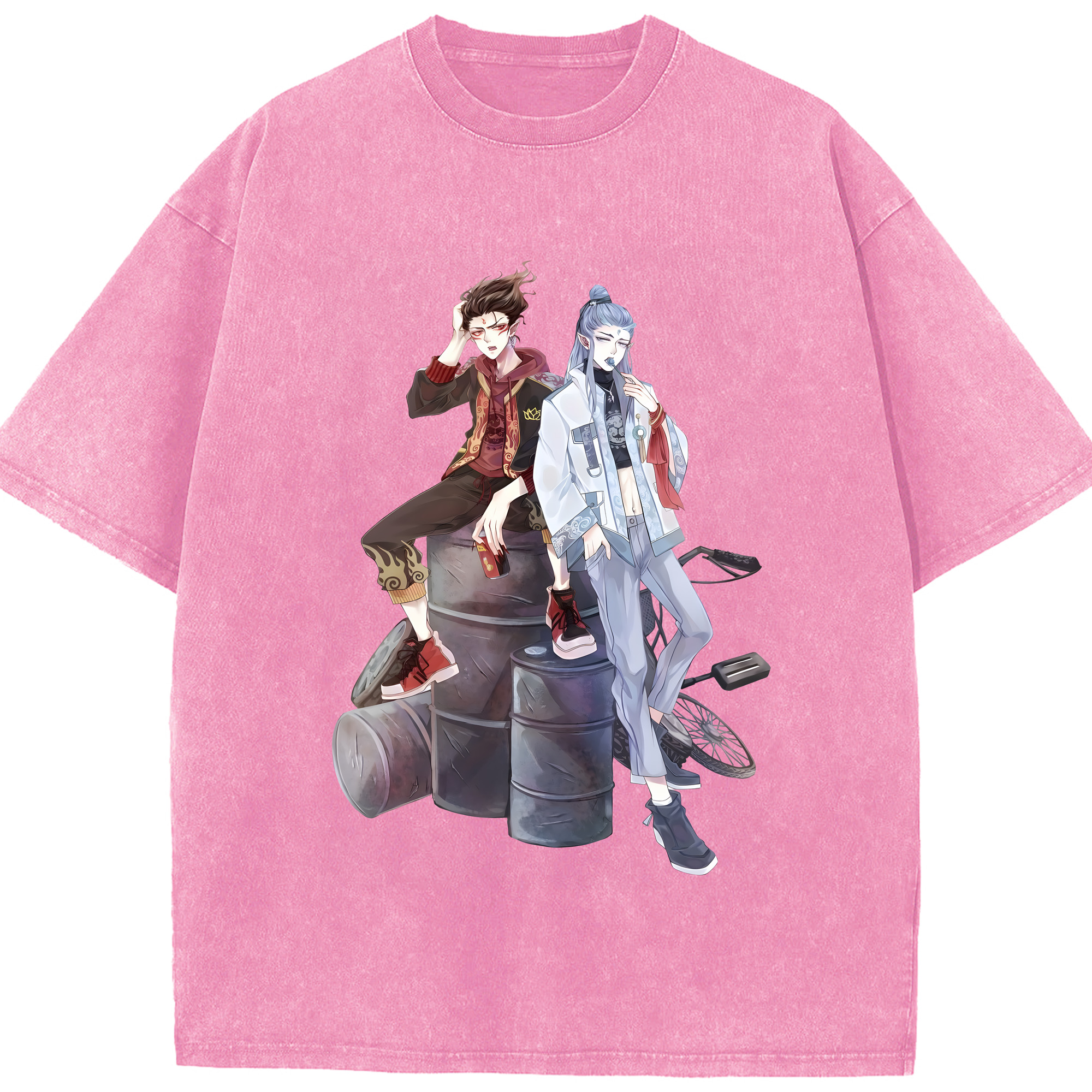 （画像用） Ne Zha 2 ナタ 魔童の大暴れ 綿100% ヴィンテージ風 半袖Tシャツ（フロントプリント）